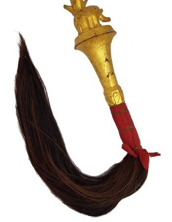 Majesté et Mystique : Le Chasse-Mouche Royal en Queue d’Éléphant, Symbole de Pouvoir et de Sagesse